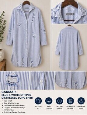 Carmar Blue & White Stripe Men's Shirt